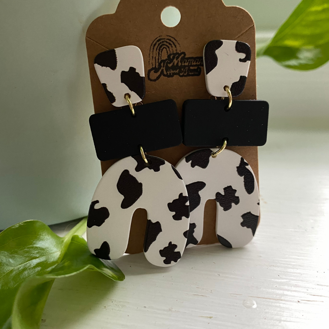 BOUCLES D'OREILLES ARGILE POLYMÈRE - LA PETITE VACHE