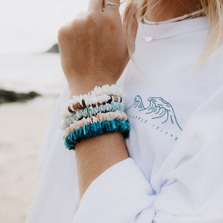 Le Gili Bracelet en coquillage - Bleu turquoise